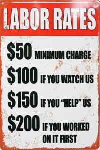 Metallskilt Retro Labor Rates
