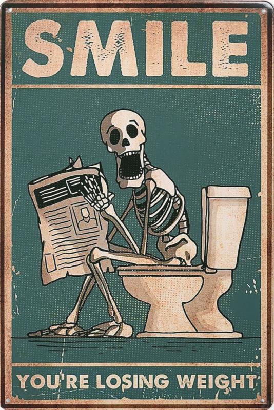 Tavla Plåtskylt Retro Toilet