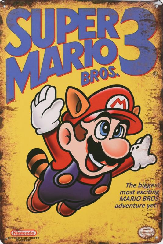 Tavla Plåtskylt Retro Super Mario 3