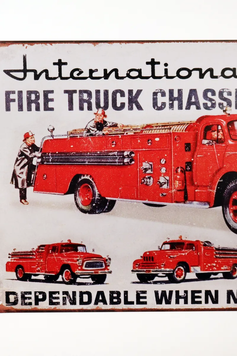 Metallskilt Retro Brannbil