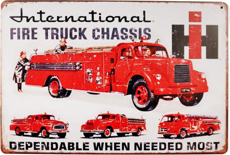 Tavla Plåtskylt Retro Brandbil