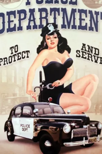 Tavla Plåtskylt Retro Police Pin Up