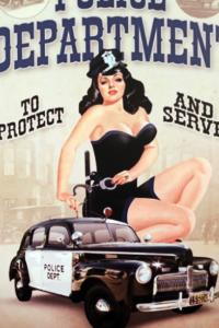 Metallskilt Retro Police Pin Up