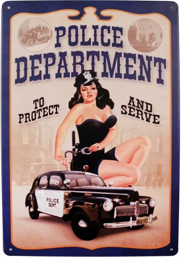 Metallskilt Retro Police Pin Up
