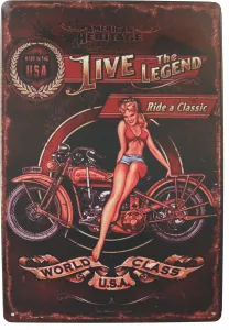 Tavla Plåtskylt Retro Motorcykel Pin Up