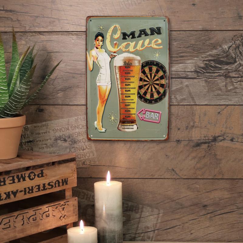 Tavla Plåtskylt Retro 3D Man Cave
