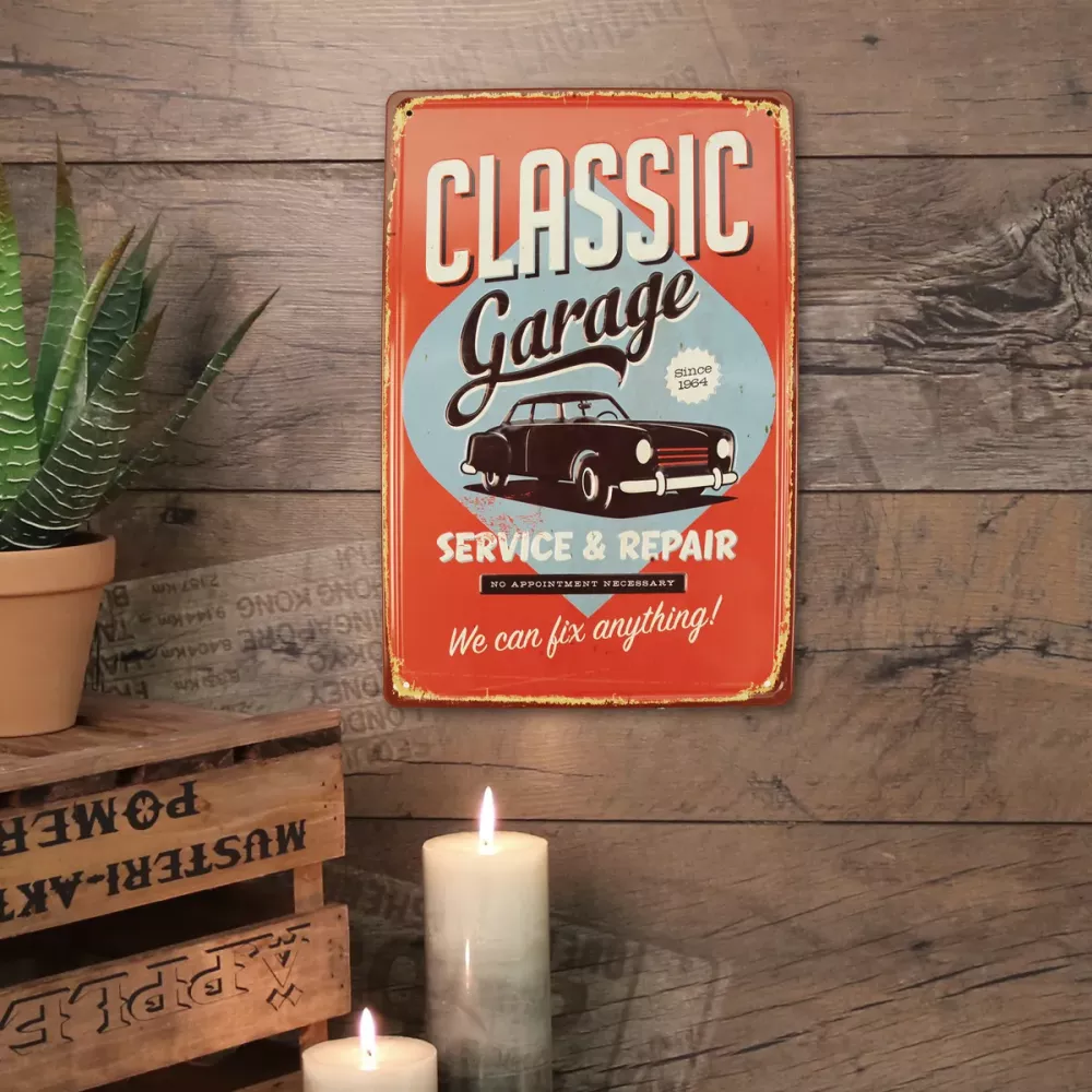 Metallskilt Retro 3D