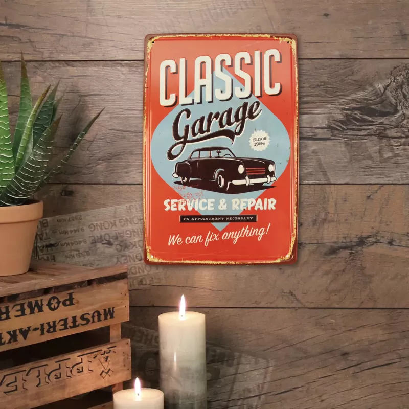 Metallskilt Retro 3D