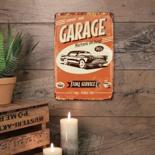 Tavla Plåtskylt Retro 3D