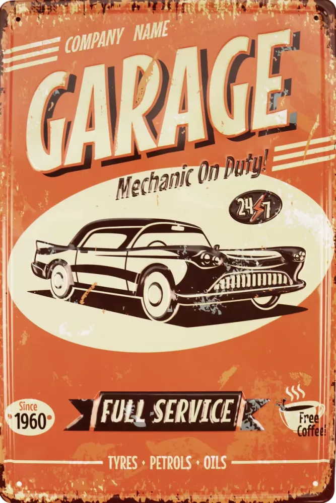 Metallskilt Retro 3D