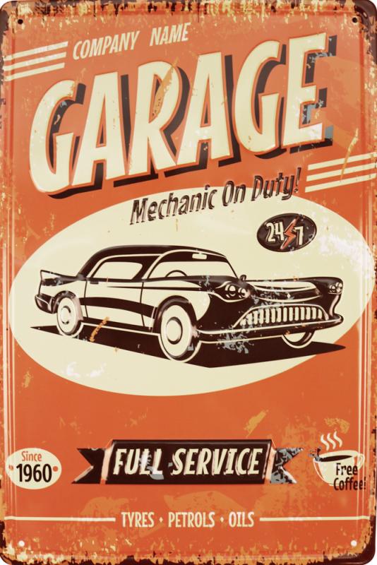 Tavla Plåtskylt Retro 3D