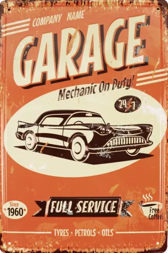 Tavla Plåtskylt Retro 3D