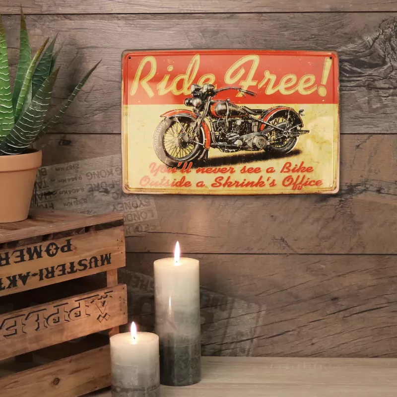 Metallskilt Retro 3D Ride Free
