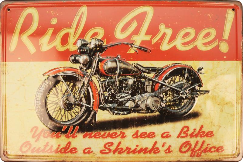 Tavla Plåtskylt Retro 3D Ride Free