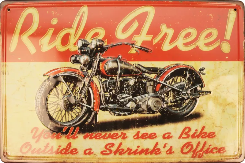 Metallskilt Retro 3D Ride Free