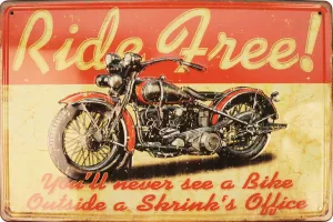 Tavla Plåtskylt Retro 3D Ride Free