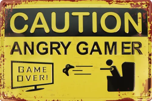 Tavla Plåtskylt Retro 3D Angry Gamer