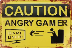 Metallskilt Retro 3D Angry Gamer