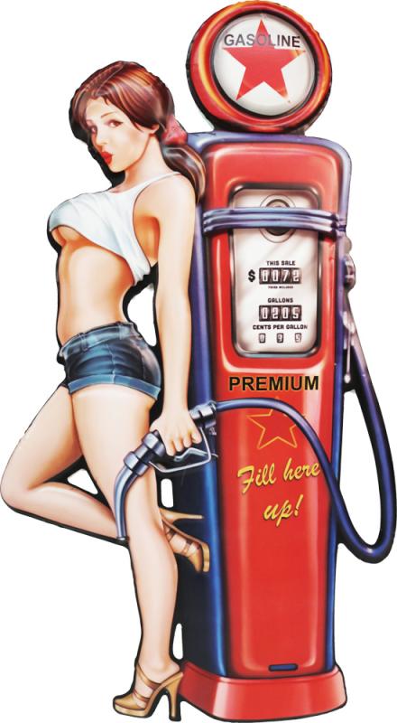 Retro Metallskylt Gasoline Pin Up Girl