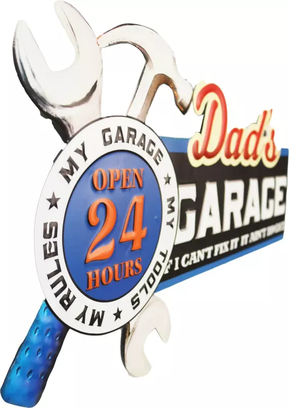 Retro Metallskilt Dad’s Garage 3D
