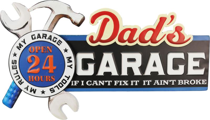 Retro Metallskylt Dad`s Garage 3D