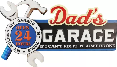 Retro Metallskylt Dad`s Garage 3D