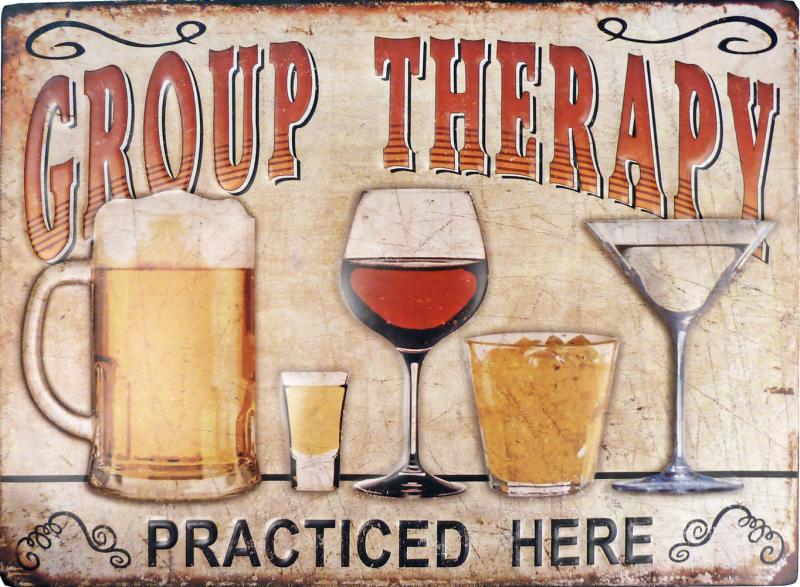 Retro Metallskylt Group Therapy 3D