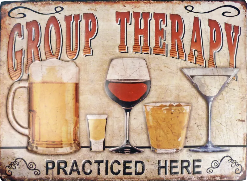 Retro Metallskilt Group Therapy 3D