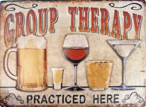 Retro Metallskylt Group Therapy 3D