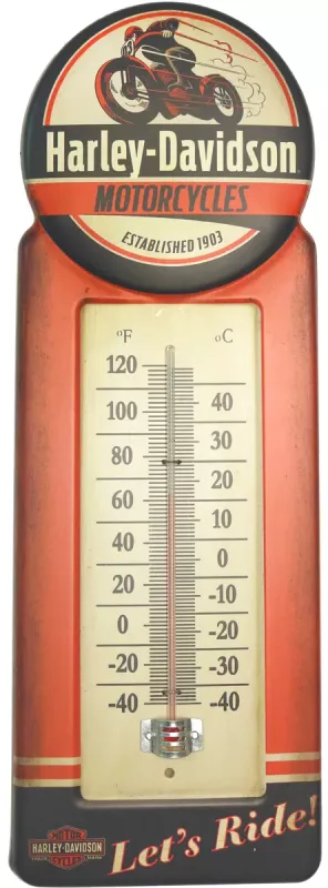 Retro Metallskilt Termometer Lets Ride