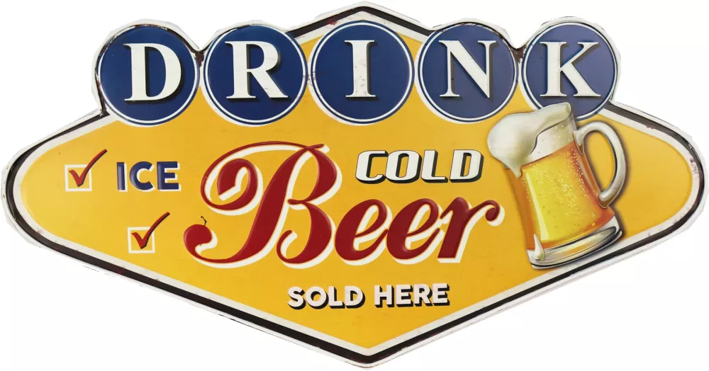 Retro Metallskilt Ice Cold Beer