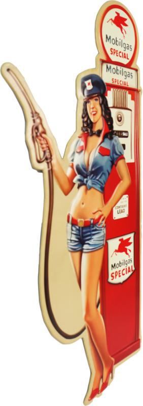 Retro Metallskylt Mobilgas Pinup