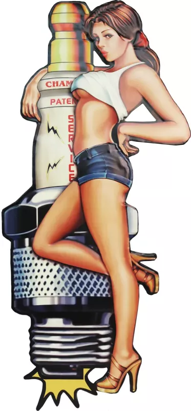 Retro Metallskilt Tennplugg Pin Up