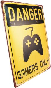 Retro Metallskylt Danger Gamers Only