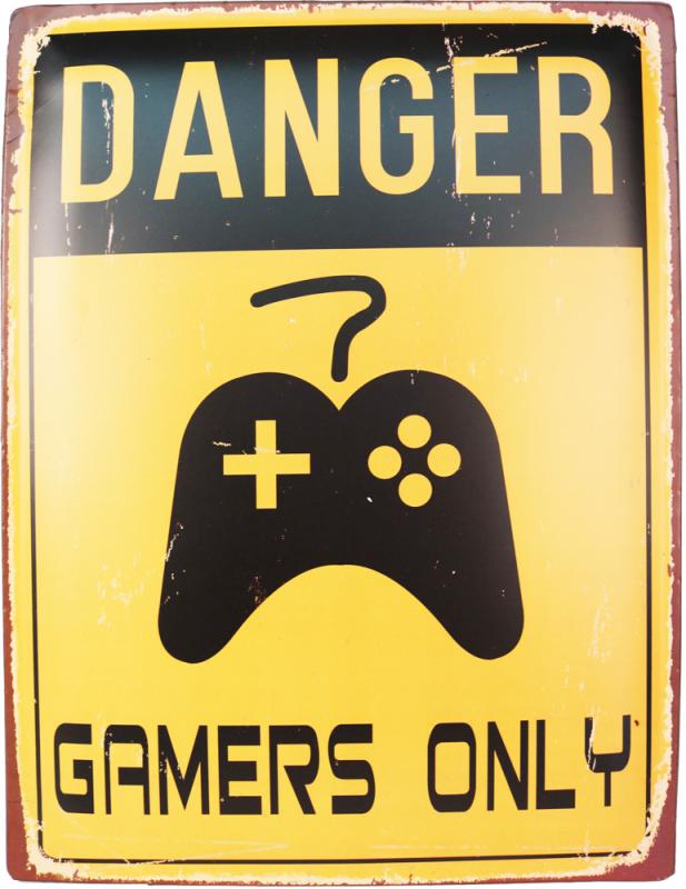 Retro Metallskylt Danger Gamers Only