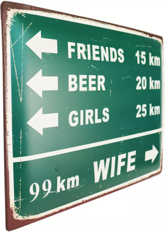 Retro Metallskilt Trafikkskilt Wife 99 km