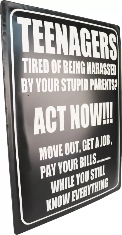 Retro Metallskilt Teenagers Act Now