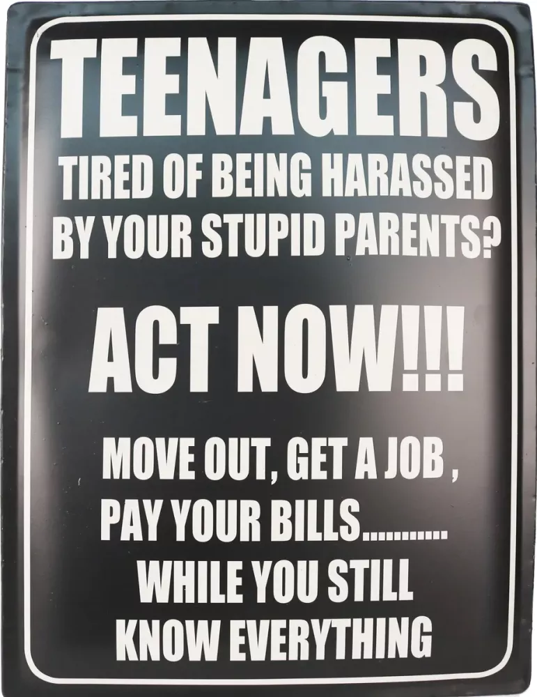 Retro Metallskilt Teenagers Act Now