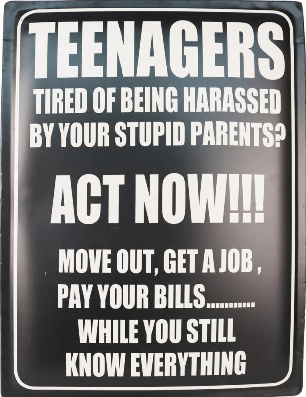 Retro Metallskylt Teenagers Act Now