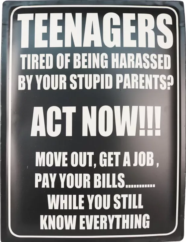 Retro Metallskilt Teenagers Act Now
