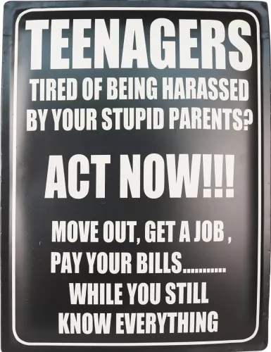 Retro Metallskylt Teenagers Act Now