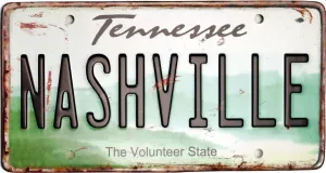 Retro Bilskilt Nashville Tennessee