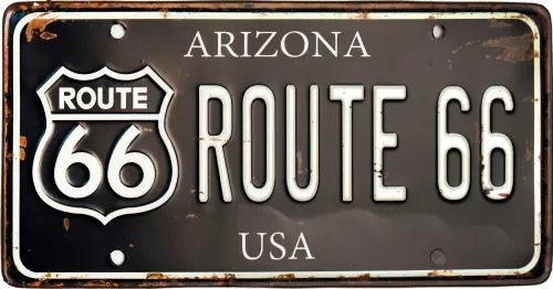 Retro Bilskylt Route 66 USA