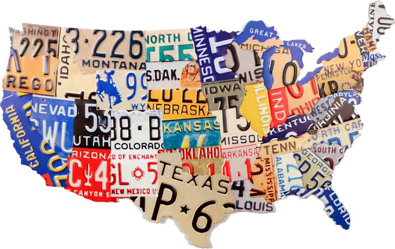 Retro Metallskylt USA Map