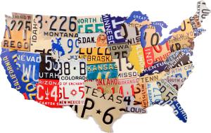 Retro Metallskylt USA Map