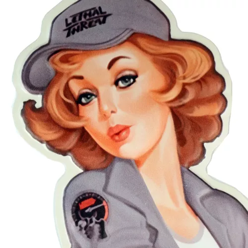 Retro Metallskylt Pin Up Girl on Tire