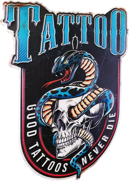 Retro Metallskilt Tattoo