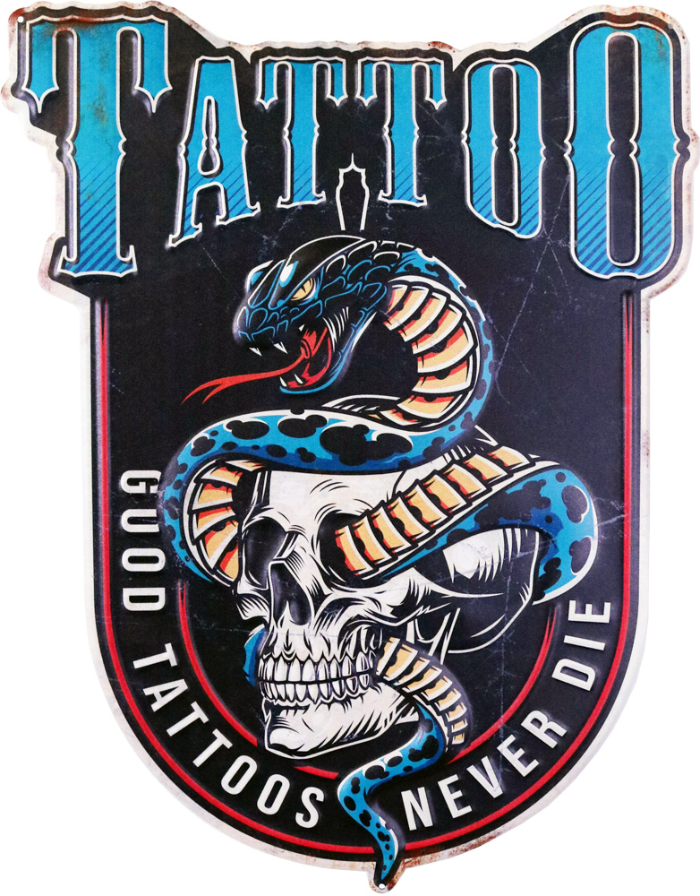 Retro Metallskilt Tattoo