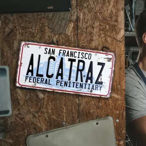 Retro Bilskylt Alcatraz