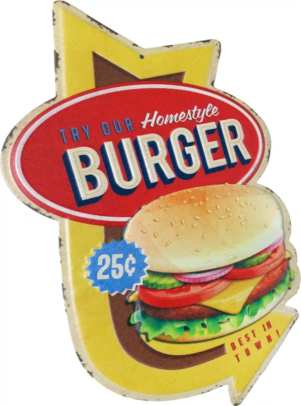 Retro Metallskylt Burger